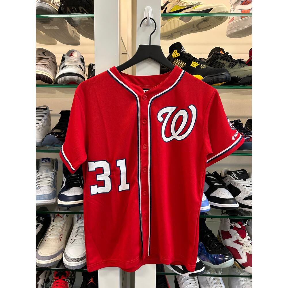 Washington Nationals red alternate jersey 31 Max Scherzer YXL B15